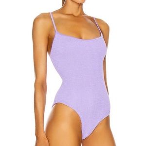NWT Hunza G Pamela crinkle swimsuit one piece in lilac